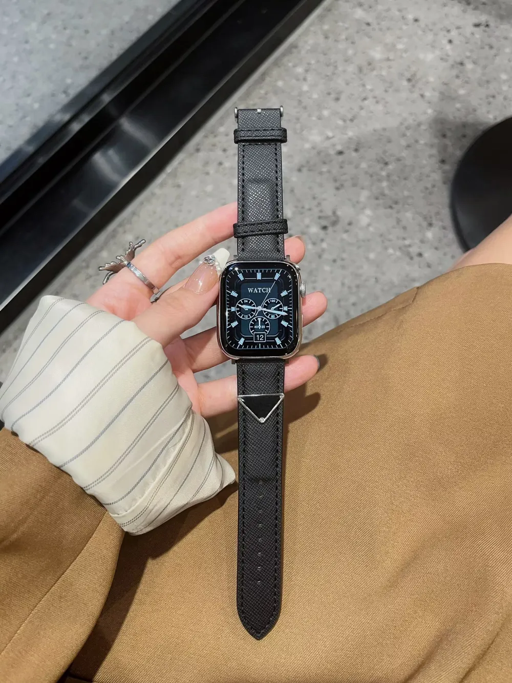 44 mm Akıllı İzle Apple Band Smartwatch Ultra2 49mm Deri Bantlar Üçgen Twill Desenli Moda Bileklikleri Kahverengi Moda Applewatch Strap