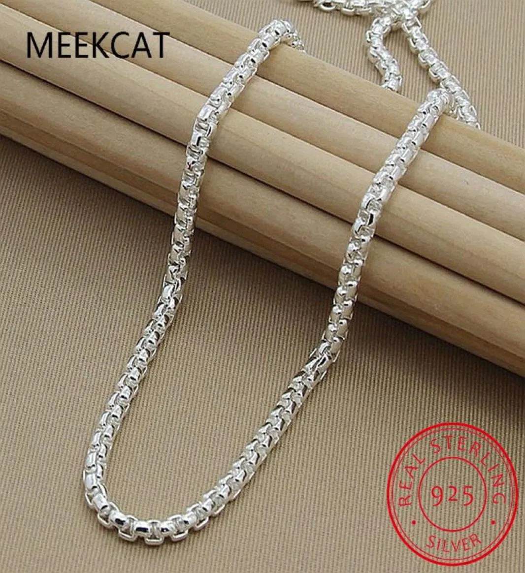 Prata esterlina 5mm caixa redonda corrente 182024 Polegada colar para mulher homens moda casamento noivado charme jóias chains2352370