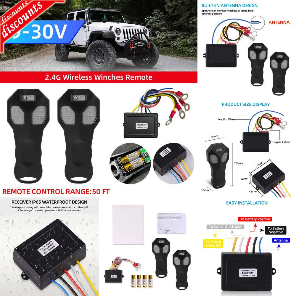 New Other Auto Parts 12V 24V Car Wireless Winch Electric Remote Control With Manual Transmitter Set Truck ATV SUV Truck Vehicle Kit Winch For Trailer