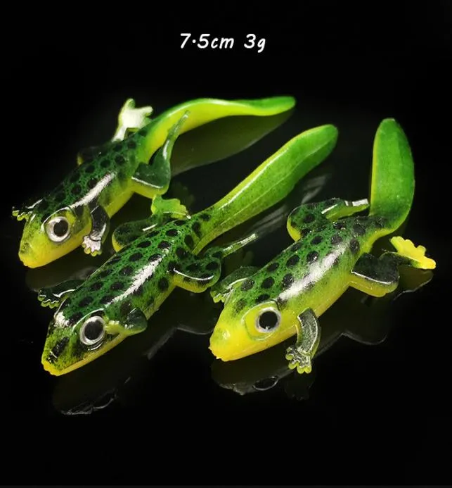 20PiecesLot 75cm 3g Elliot Frog Soft Baits Lures 3D Eyes Silicone Fishing Gear F29823102