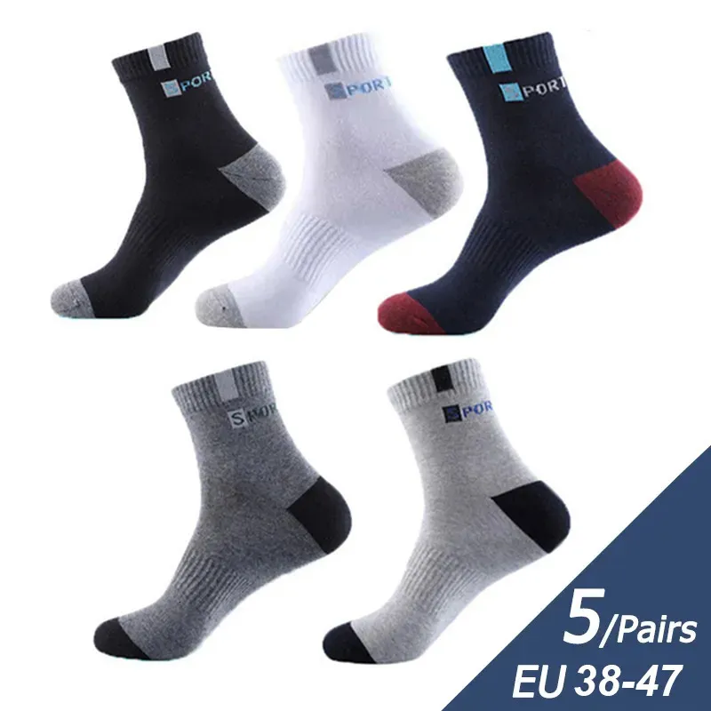 Sports Socks 5 Pair Bamboo Fiber Autumn Winter Men Breathable Cotton Sock Deodorant Business Plus Size 3847 231212