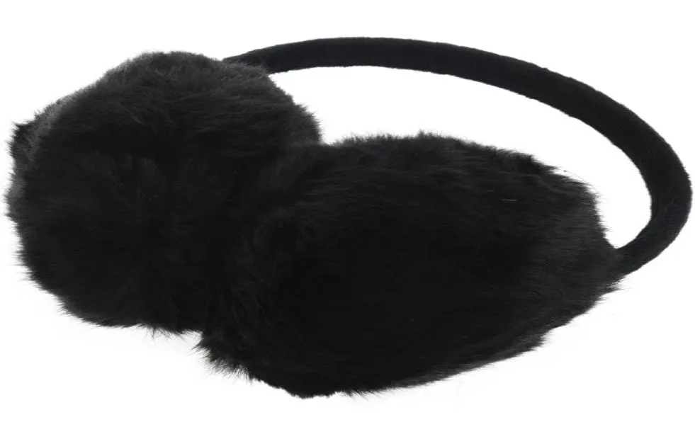 Berets Lady Woman Headband Black Faux Fur Winter Ear Cover Earmuffs9391319