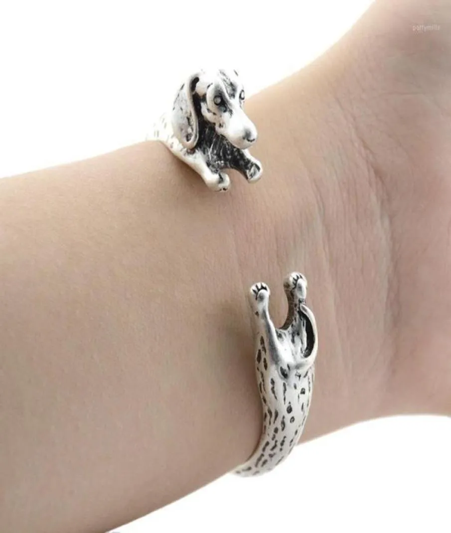 Bangle Vintage Zilver Kleur Teckel Armbanden Boho Hond Liefde Charms Armband Femme Paar Armbanden Voor Vrouwen Mannen Sieraden Kerst7017964