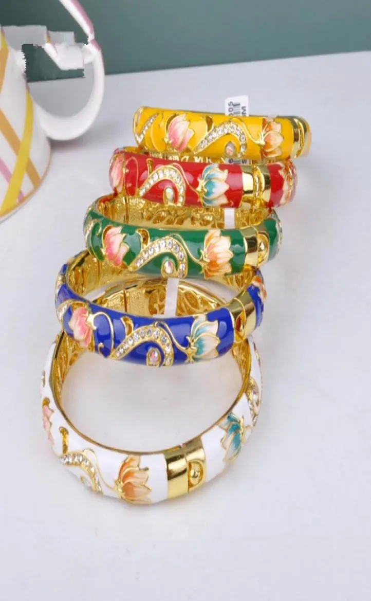 Bangle 5 Val Chinese Styles Cloisonne Armband Double Crystal Female Bangles National Wind GP Lady039s Jewelry Gift8790757