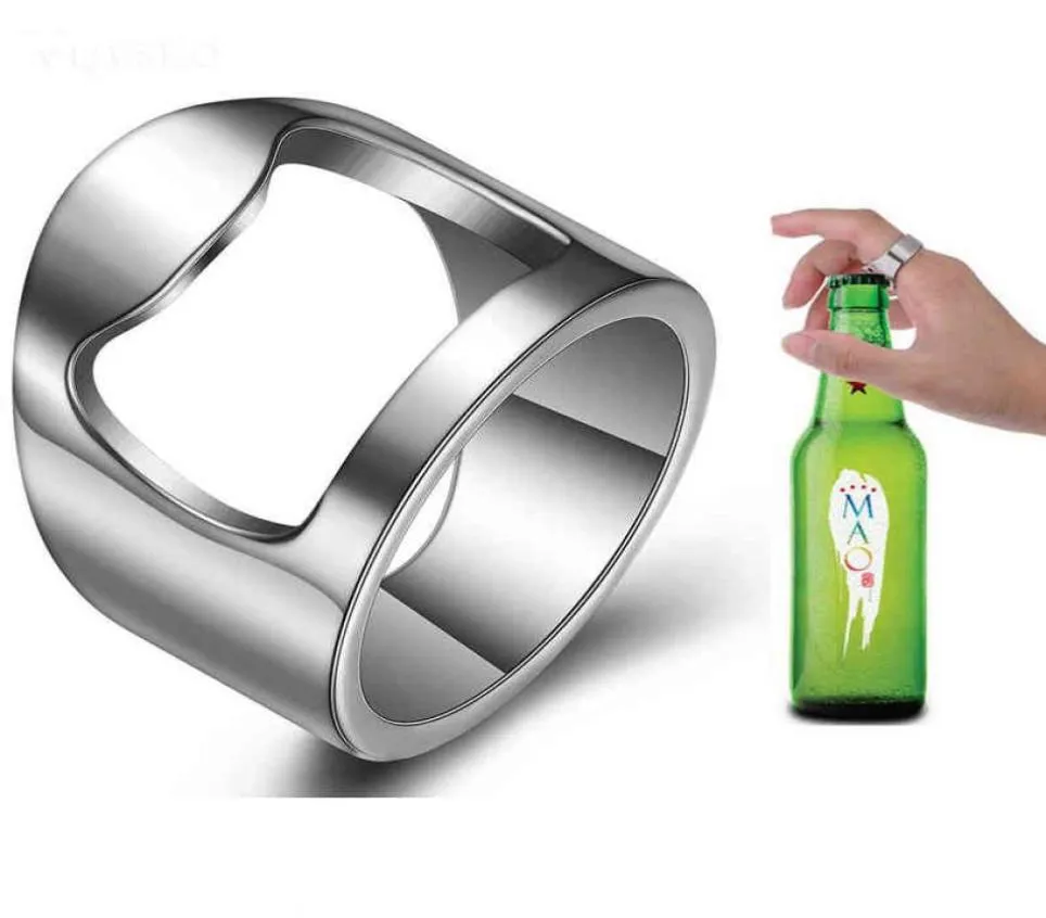 2021 Arrival Stainless Steel Finger Ring Corkscrew Chrome Beer Bottle Opener Kitchen Bar Tools Practical Home Gadgets6797035