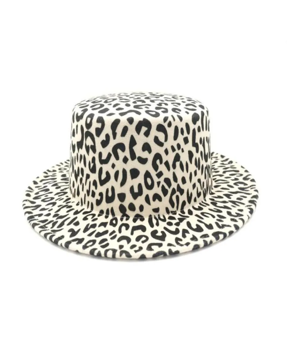 2019 novo unissex leopardo plana chapéu de imitação de lã feminino fedoras chapéus elegantes vintage trilby bonés panamá jazz chapéu chapeau48960297284934