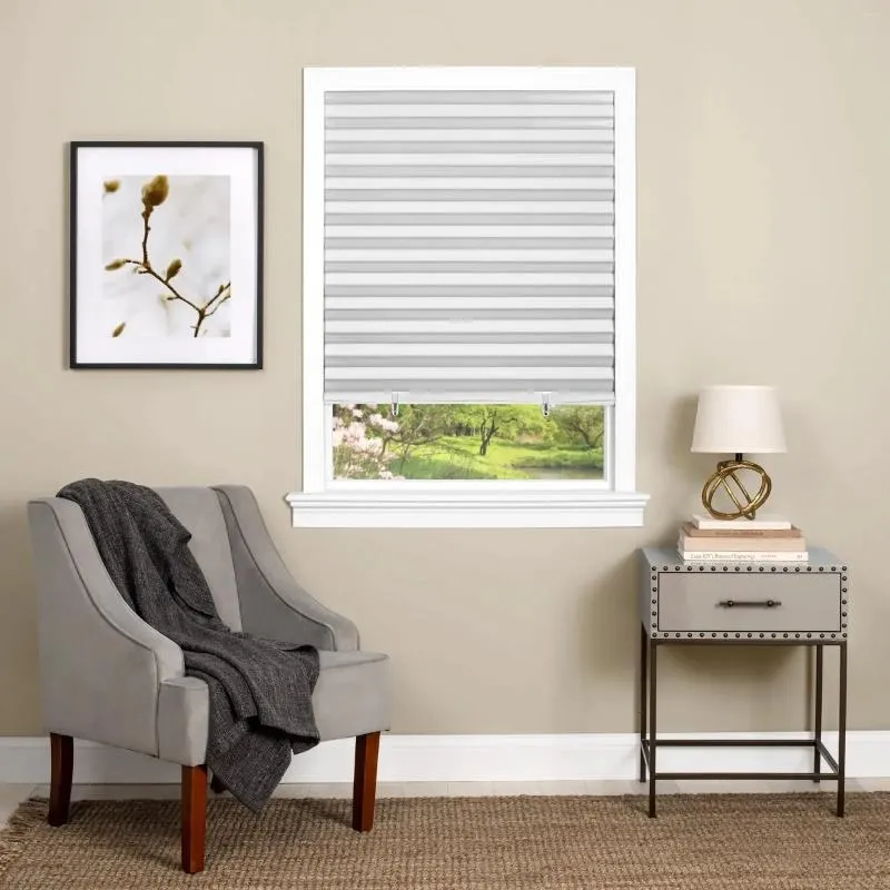 Curtain G 1-2-3 Indoor Cordless White Room Darkening Window Pleated Shade 75" L X 48" W Living