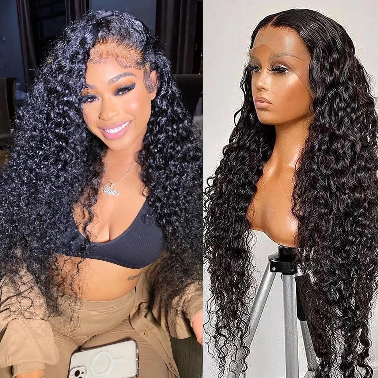 Vattenvåg Human hår ultratunn HD spetsspår 4x4 5x5 6x6 7x7 13x4 13x6 Swiss Lace Bleach Knop Knop Pre Plucked Natural Hairline for Black Women