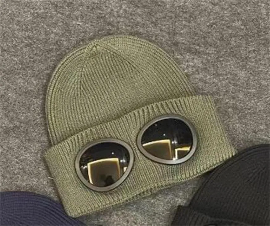 2023 duas lentes óculos de proteção gorros homens chapéus de malha crânio bonés ao ar livre feminino gorro de inverno preto cinza gorros1005088