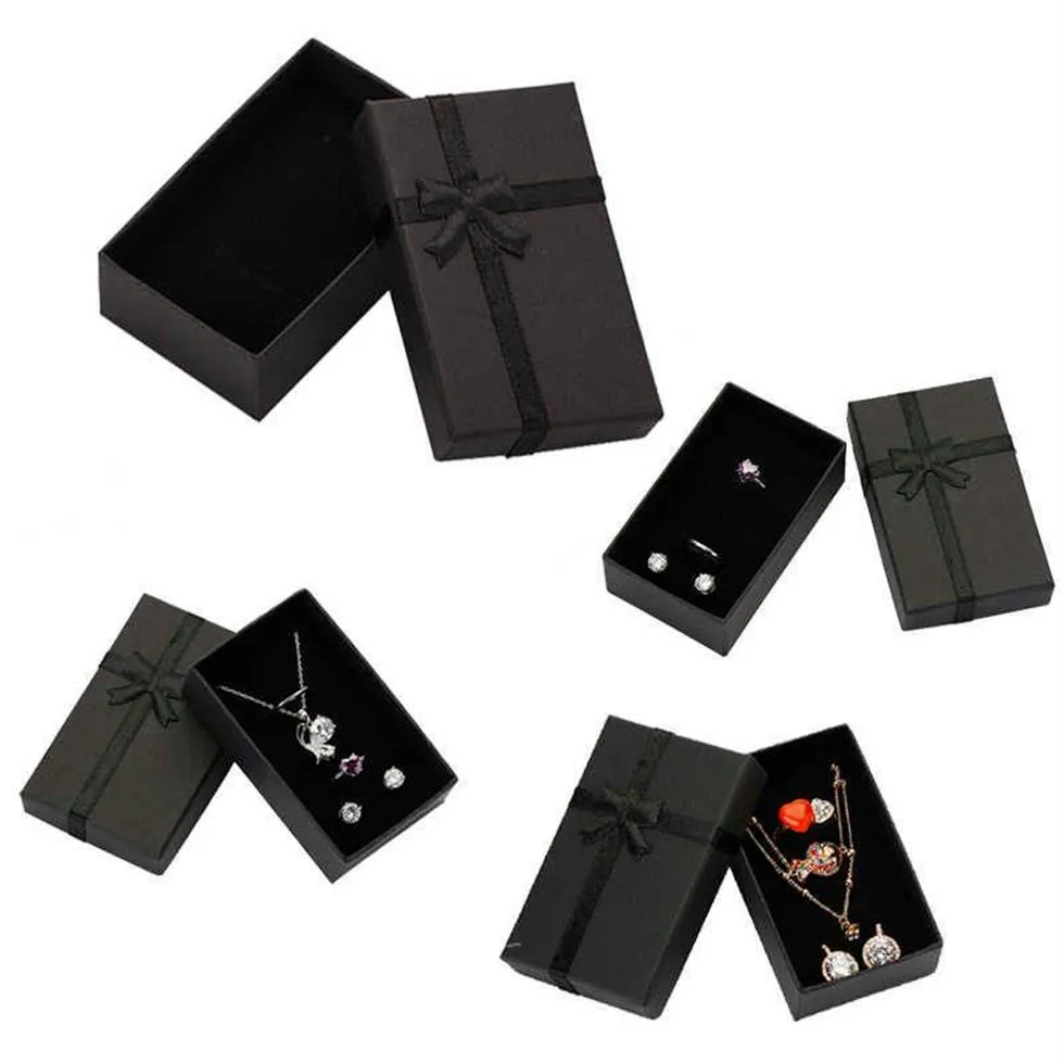 32 stuks sieradendoos 8x5cm zwarte ketting voor ring cadeaupapier sieradenverpakking armband oorbel display met spons 210713200E