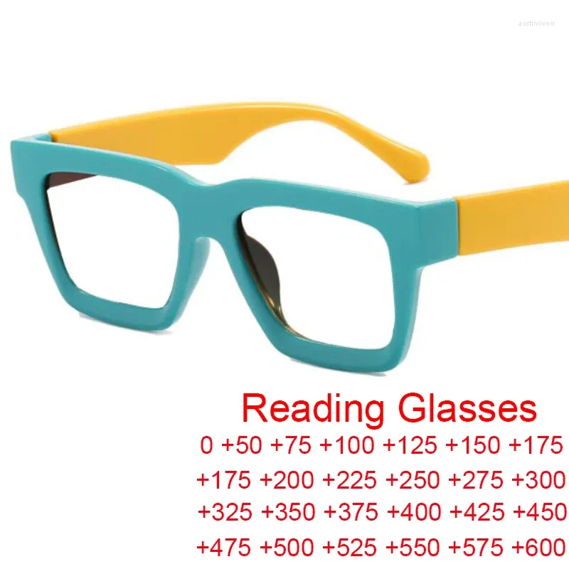 Sunglasses Colorful Square Frame Anti Blue Light Reading Glasses Fashion Retro Men Women Brand Designer Optical Eyewear Presbyopia