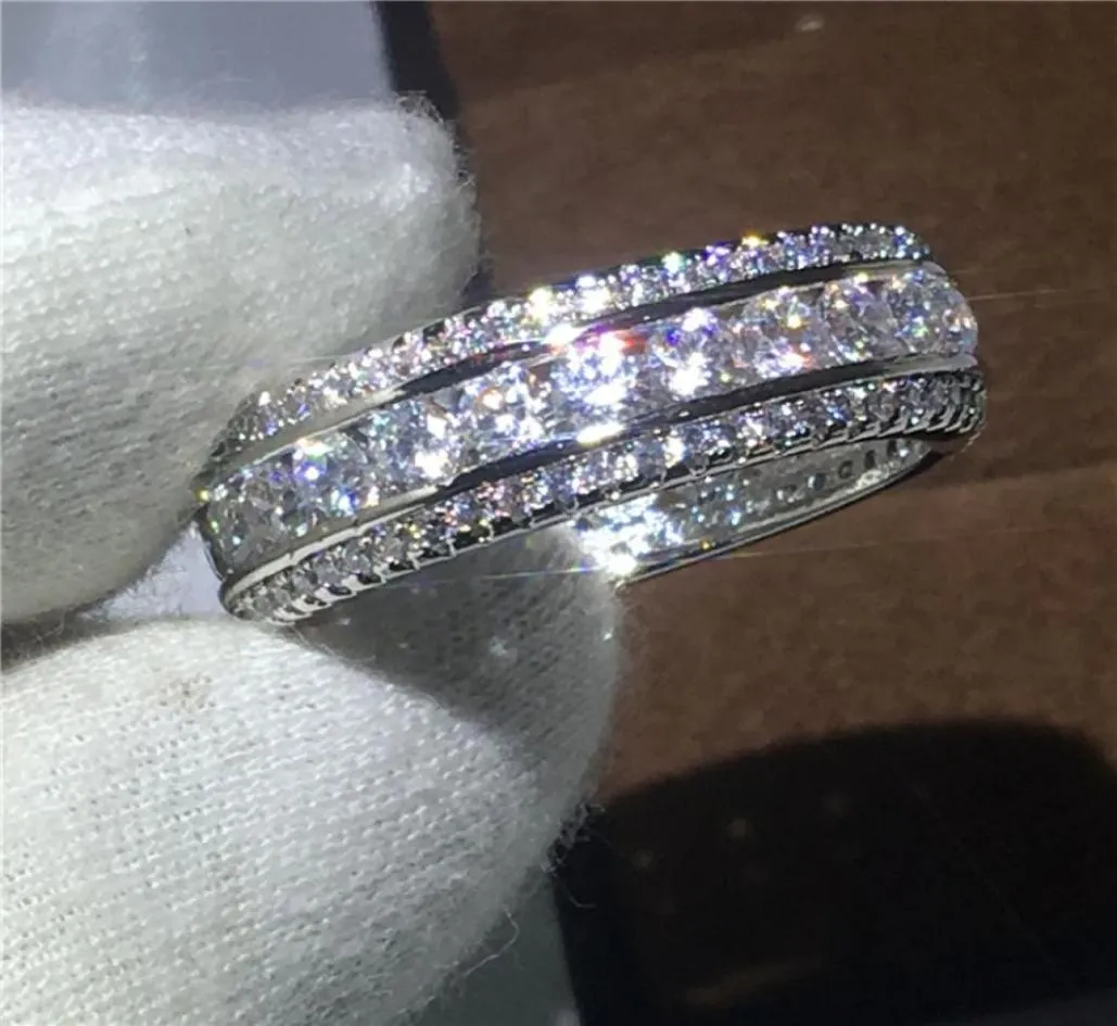 2017 Nouvelles Femmes De Mode Plein Rond Diamonique zircon 925 Sterling argent Bague de Fiançailles de mariage pour les femmes bijoux Taille 5102752146