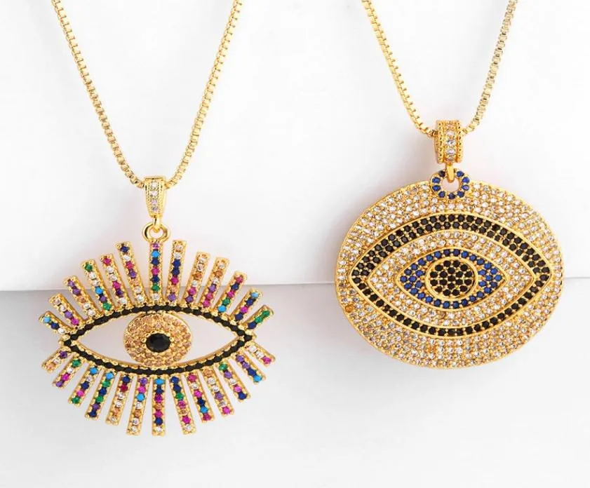 Evil Eye Necklace Iced Out Pendant Luxury Colorful Cz Collar Halsband Fashion Women Girl 18K Gold Plated Cubic Zirconia Choker JE9589398