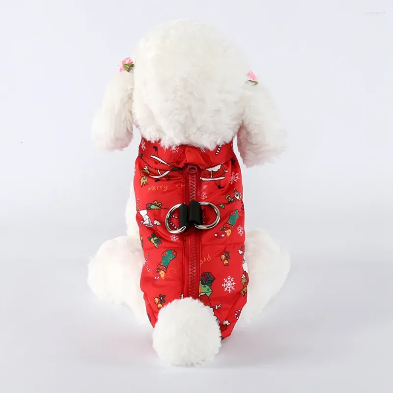 Dog Apparel Christmas Vest Winter Warm Clothes Santa Claus Pattern Suit For Outdoor ( Red Size )