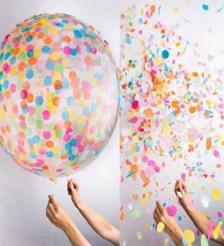 ballons en latex 121836inch304591cm clair avec des confettis pour cadeau artisanat anniversaire fête de mariage baby shower faveur décoration DIY4190179