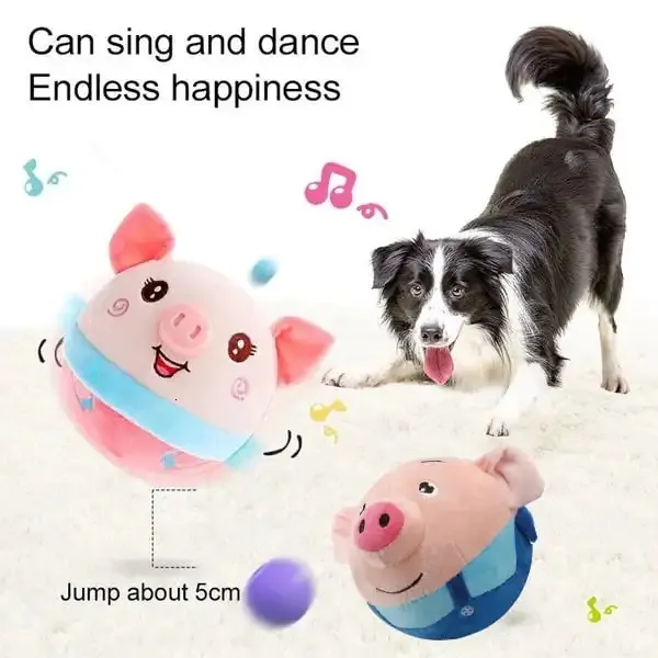 Jouets pour chiens à mâcher actif en mouvement pour animaux de compagnie en peluche musique Vibration balle rebondissante balle mobile grinçante pour petits chiens moyens goutte 231212