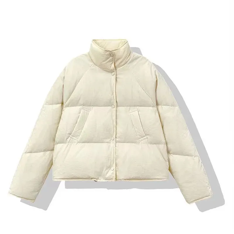 Women's Down Parkas Winter Short Down Jacket For Women White Cotton Zipper Löst vadderad kappa Solid Tjockning Warm Puffer Parkas Jackor 231213