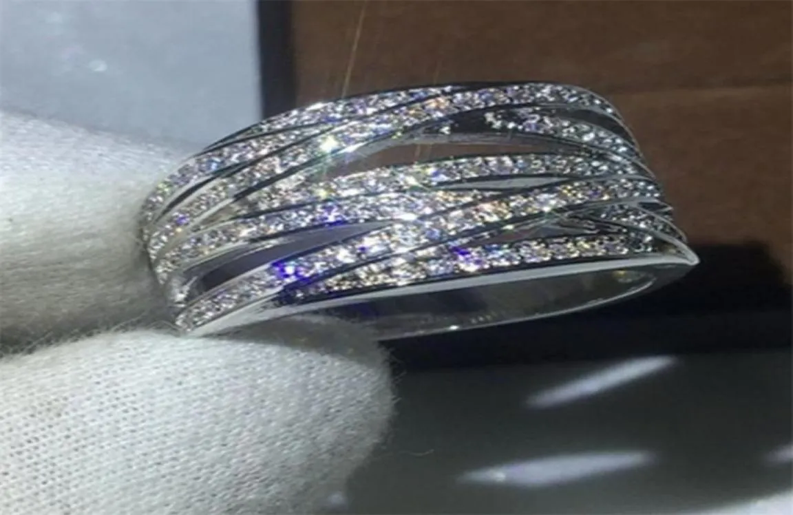 Choucong ny ankomst glittrande klassiska smycken 10kt vitt guldfyllning bana vit safir cz diamant ädelstenar kvinnor bröllop band ring6342015