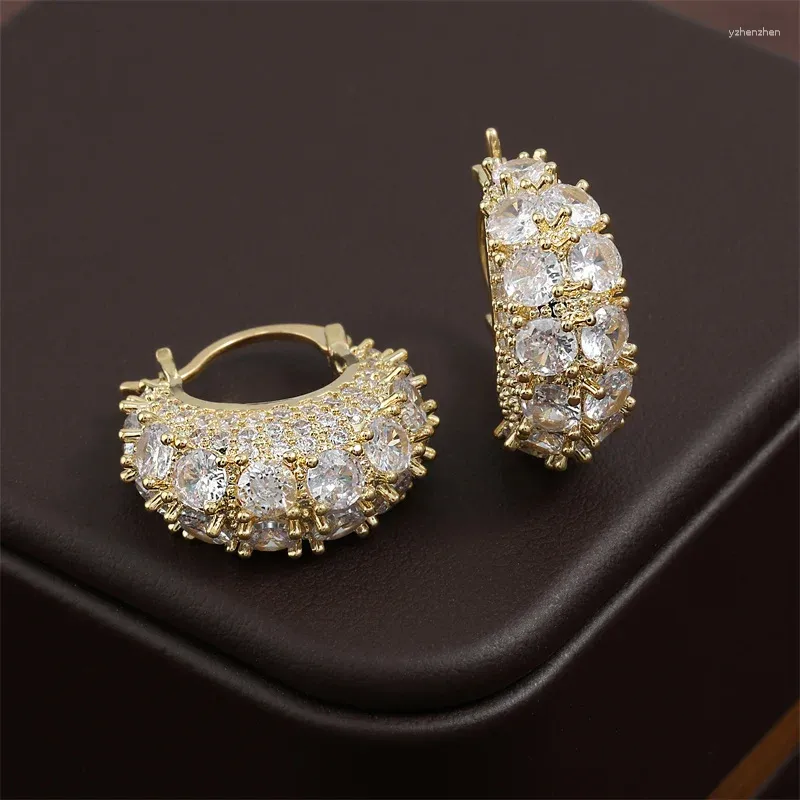 Boucles d'oreilles cerceau UILZ rétro micropavé Zircon sac pour femmes léger luxe Super brillant polyvalent boucle d'oreille Banquet bijoux