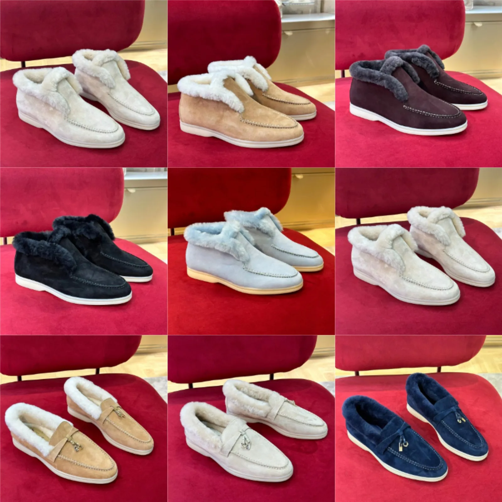 LP Chaussures plates de créateur de luxe, chaussures de sport en laine, chaussures décontractées, bottes de neige en cuir pour hommes et femmes, bottes de marque célèbre automne/hiver