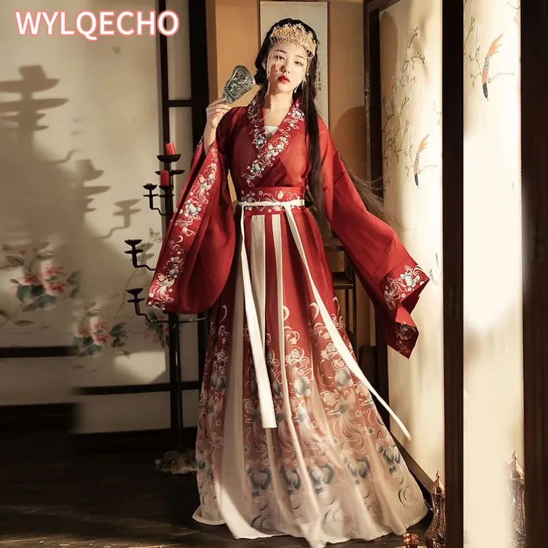 Vêtements ethniques Hanfu Dres chinois ancien carnaval traditionnel princesse cosplay costume scène bleu rouge robe de danse 231212