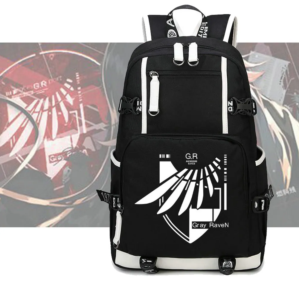 Gray Raven backpack Punishing daypack GR school bag Game packsack Print rucksack Casual schoolbag Computer day pack