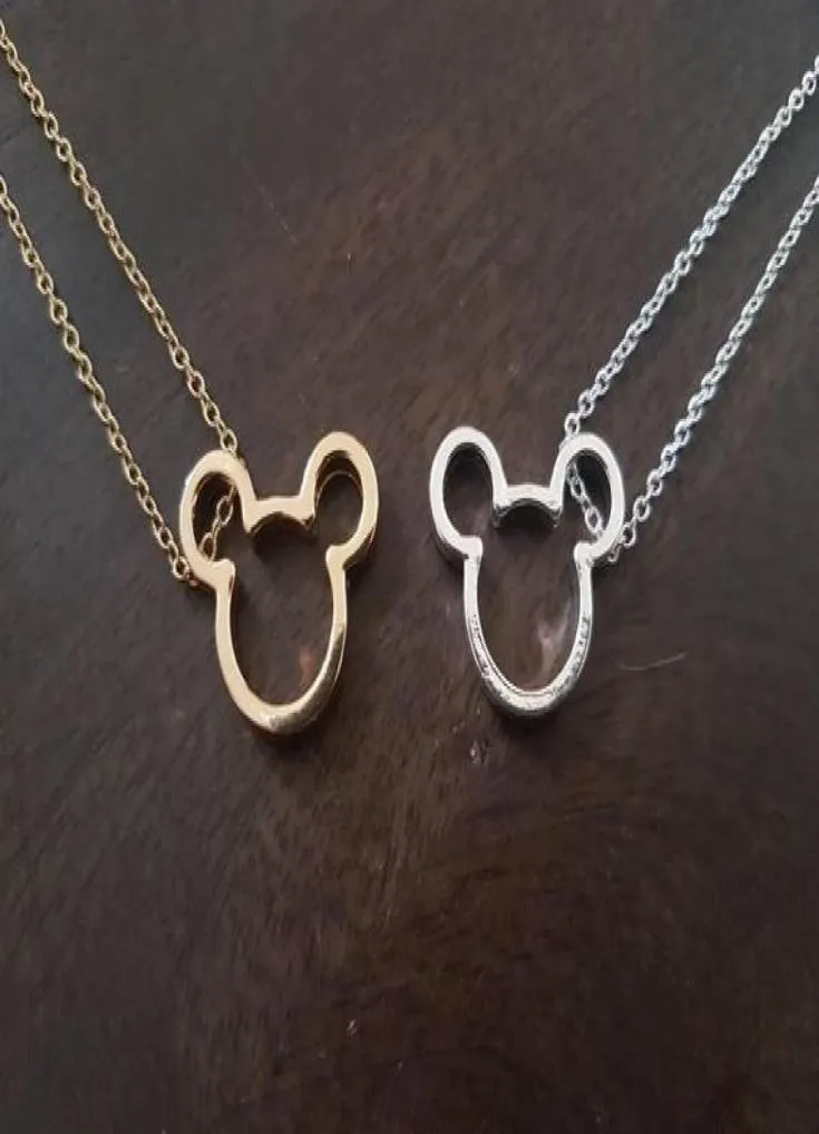 10PCS Cute Simple Mouse Necklace Cartoon Animal Character Miki Mouse Ears Head Face Silhouette Necklaces for Kids Baby Girls6534841