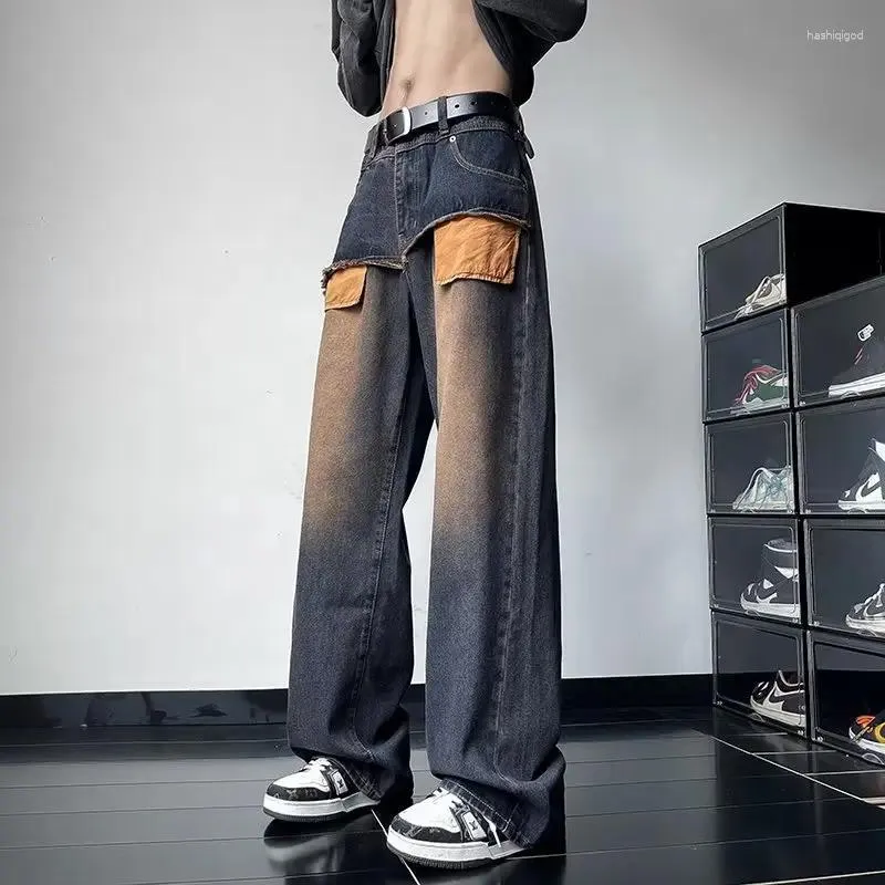 Mens Jeans American Style Korean Fashion Men Wide Leg 2024 Autumn  Streetwear Straight Baggy Denim Pants Male Brand Trousers B178 From  Hashiqigod, $38.7