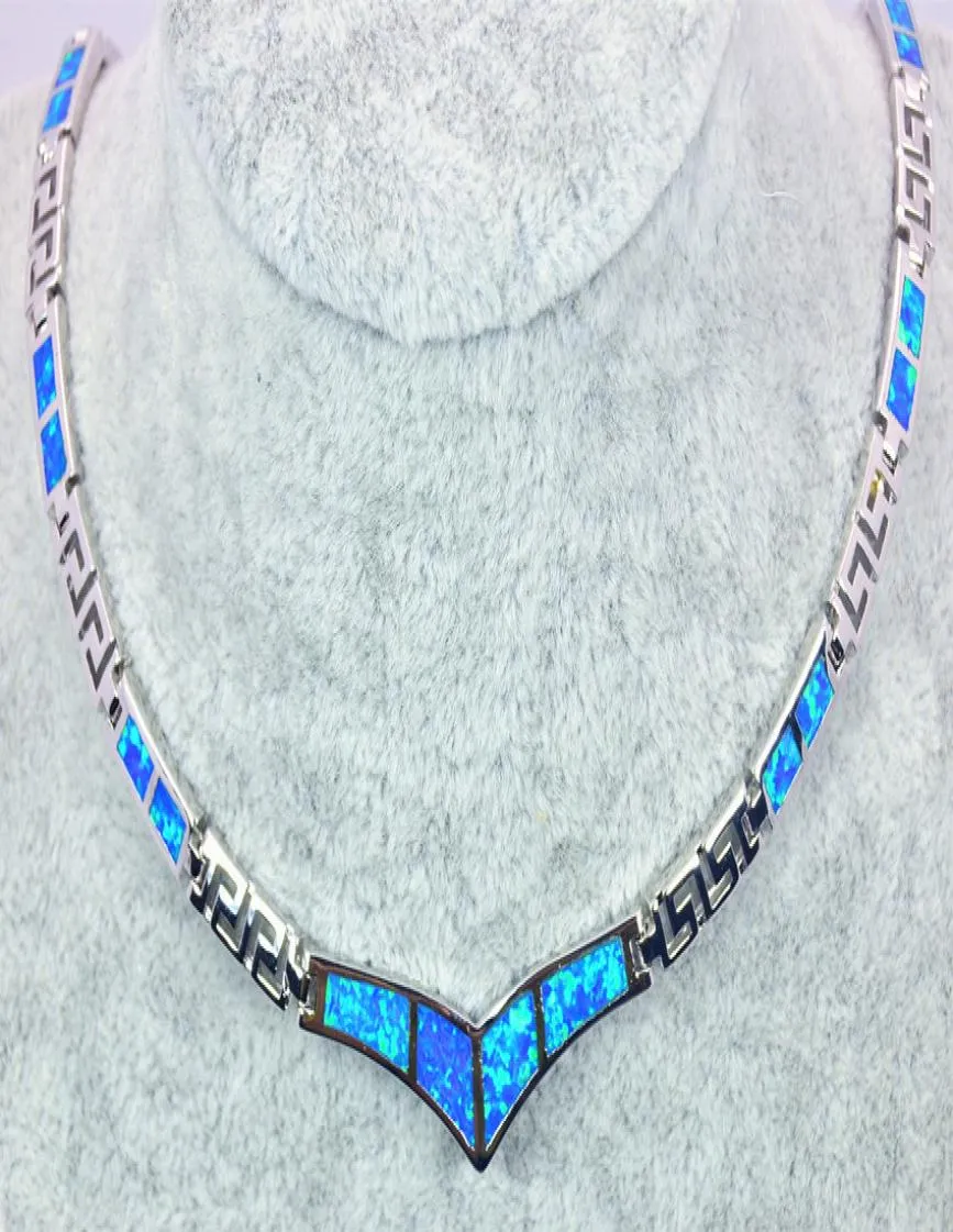 Todo varejo moda jóias fino azul fogo opala pedra colares para mulher brc170827015365617