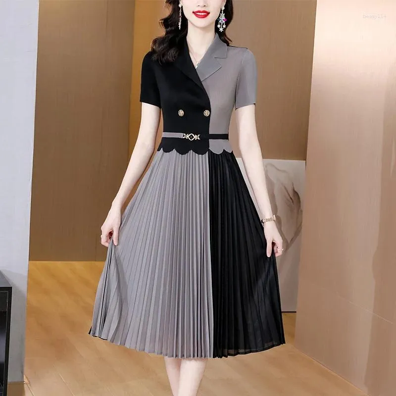 strapless open back dress Long-sleeve midi dress with color-block pleated skirt – AURORA – missodd.com