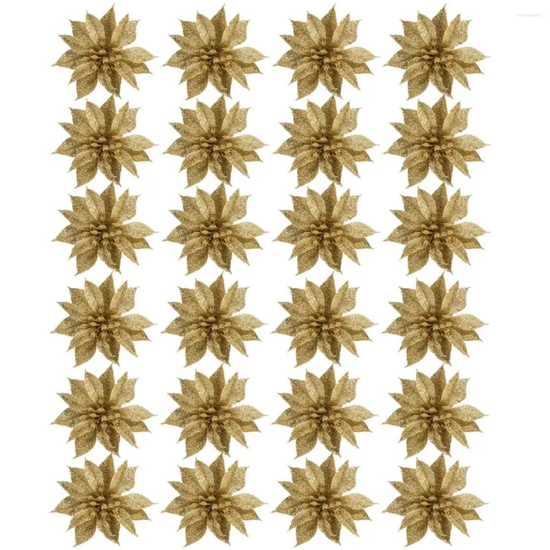 Decorações de Natal 24 Pcs Mini Decoração Flor Guirlanda Árvore Dupla Camada Acessório DIY Grinalda