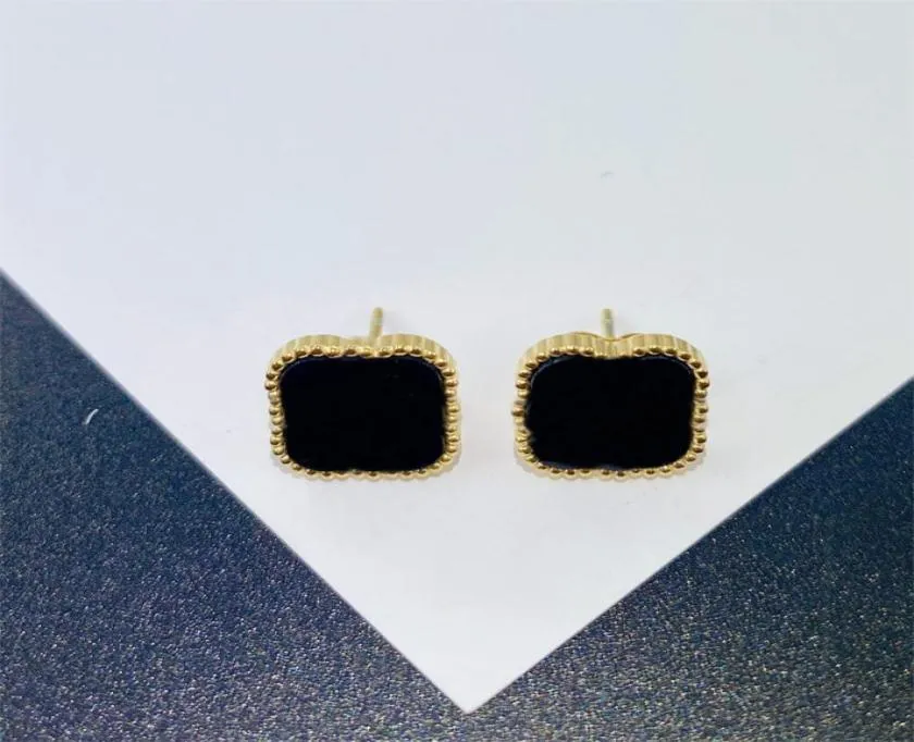 Vierblättrige Ohrringe aus Titanstahl mit 18 Karat Gold für Damen, Ohrringe im Luxusdesign, einfacher Anhänger 6053558