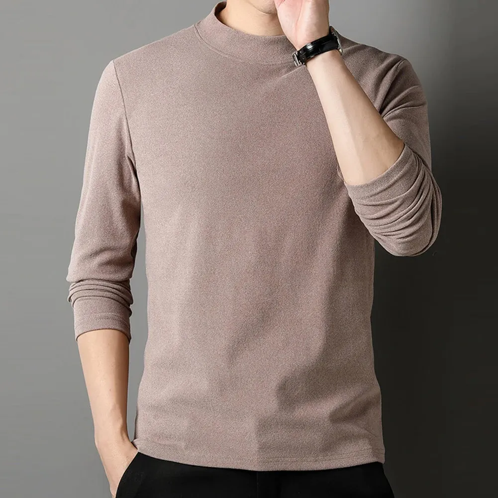 Men's Thermal Underwear Mens Half High Collar Warm TShirt Plain Casual Solid Color Tee Tops Pullovers T Shirt Clothing 231212