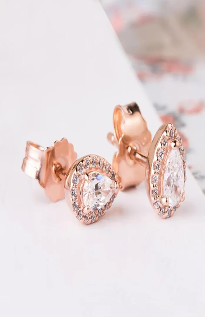 Luxus-Designer-Ohrring aus Roségold für Damen, Schmuck für funkelnde Tropfen-Halo-Ohrstecker aus 925er Sterlingsilber mit Originalverpackung 9228944