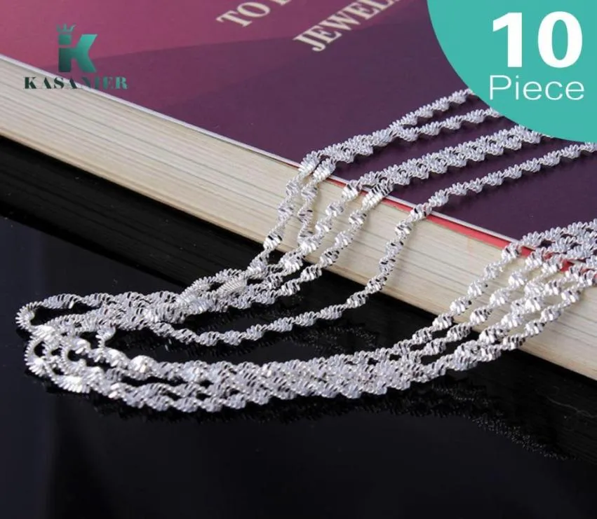 10 Stück hochwertige 2 mm Wasserwelle 925 Silber Kette Halskette mit Damenmode Luxusschmuck Geburtstagsgeschenk 925 Karabinerverschlüsse 9555641