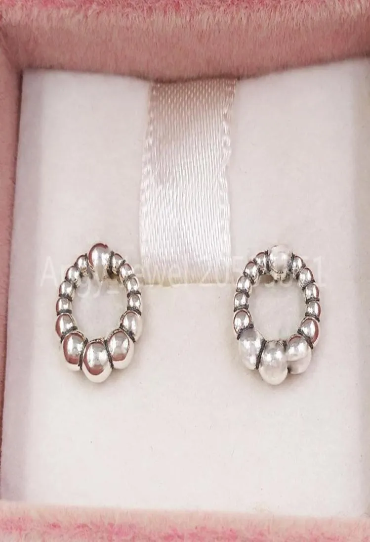 Aretes con forma de círculo con cuentas y aretes auténticos de plata de ley 925 que se adaptan a la joyería con aretes de estilo p europeo Andy Jewel 298683c002145704 Zlqz