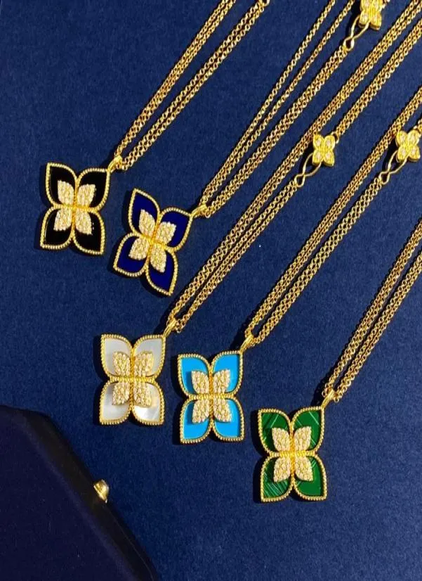 luxury brand clover designer long pendant necklaces for women sweet 4 leaf flower RC double row elegant sweater necklace with crys1502573