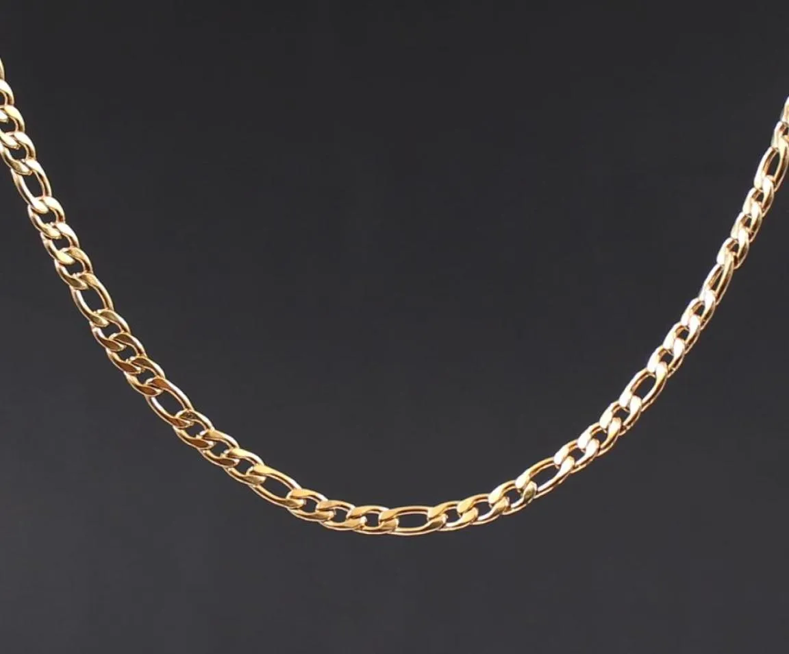 5pcs lot in bulk gold stainless steel Fashion Figaro NK Chain link necklace thin jewelry for women men gifts1003506