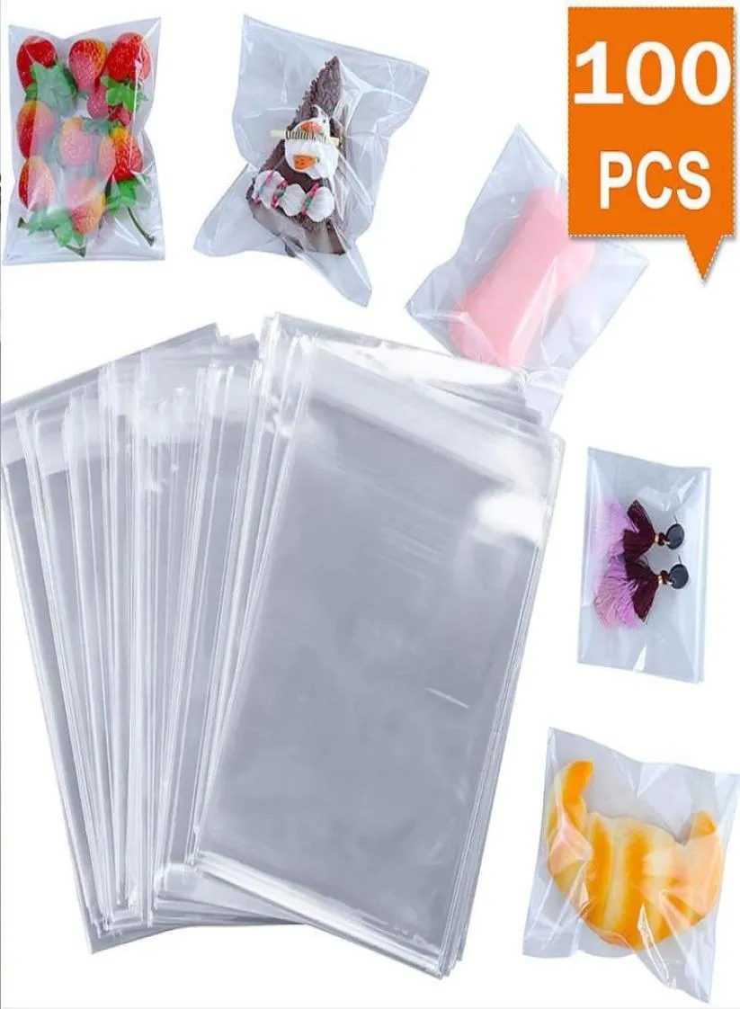 Presentförpackning 100 st transparent självförsegling små plastpåsar smycken förpackning lim cookie candy förpackning väska5746787