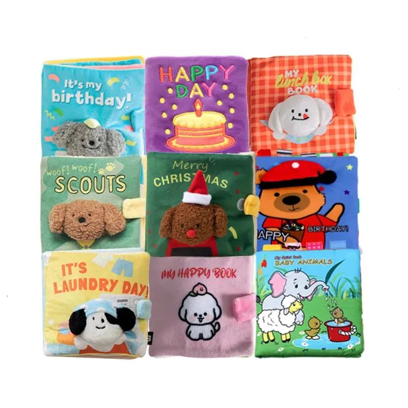 Juguetes para perros Masticables Cumpleaños Libro de vacaciones Ruido Trabajo Snuffing Mat Puzzle Peluches para perros Hide And Seek Pet Squeaky Toys 231212