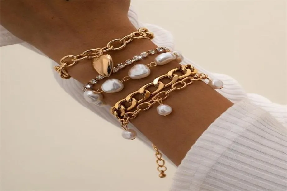 Bangle Bracelet designed jewerly Shaped imitation pearl retro Baroque bracelet woman1764778