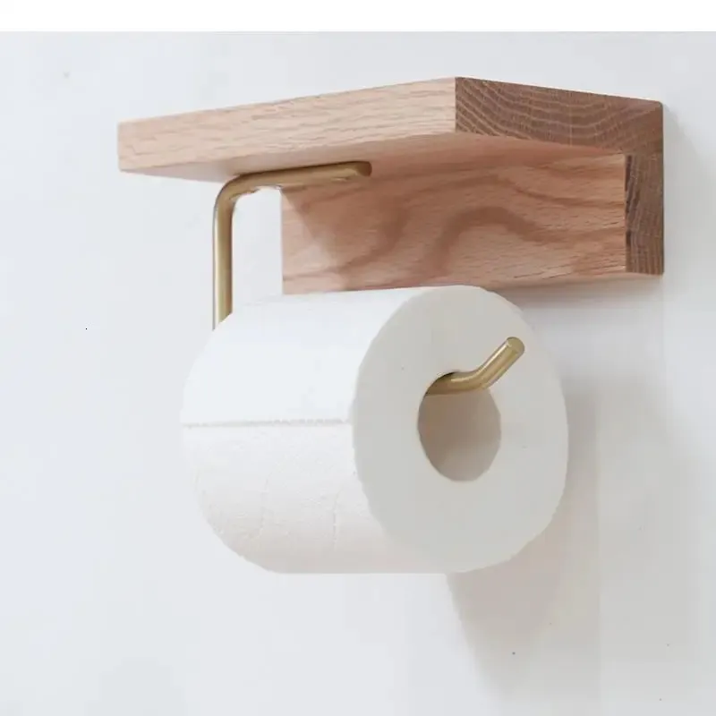 Toilet Paper Holders Wooden Tissue Holder Roll Paper Holder Towel Storage Container Home Wall Mounted Tissue Boxes Toilet Paper Rack Bathroom Shelves 231212