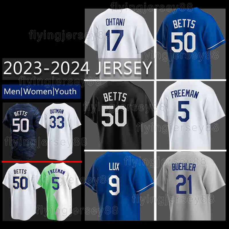 17 Shohei Ohtani Maillot de baseball 50 Mookie Betts 5 Freddie Freeman 21 Walker Buehler 33 James Outman Maillots Mike Piazza 13 Max Muncy Dodgers Miguel Vargas Will Smith