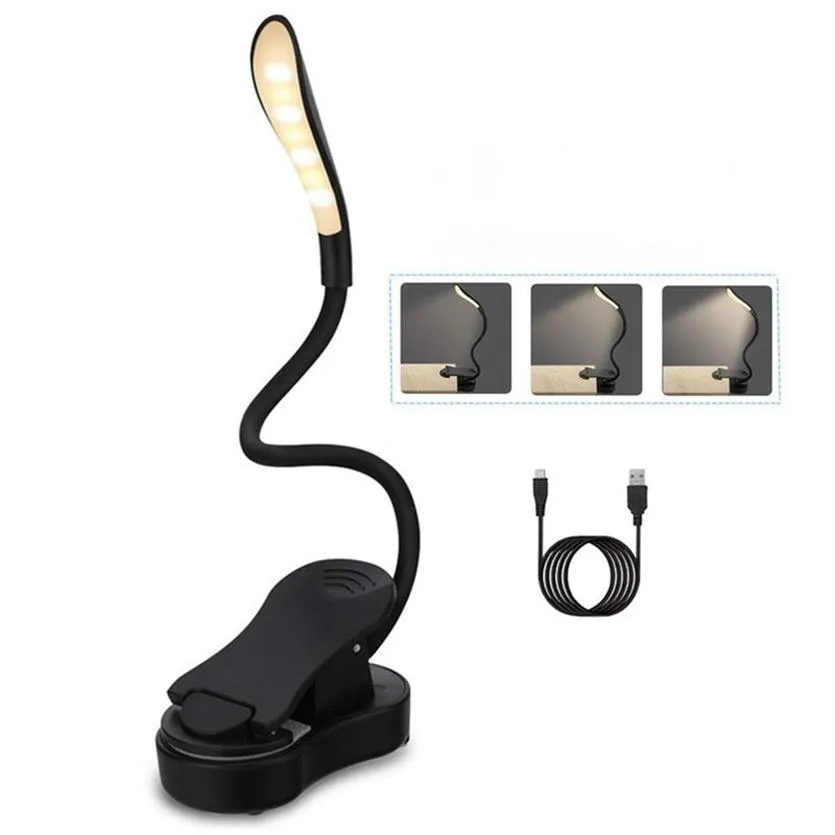 Wiederaufladbare Leseleuchte, LED-Buchleuchte, USB, flexible Buchlampe, Touch-Dimmer, Clip-Tisch-Schreibtischlampe, schützt das Auge, tragbare Clip-Lampe252i