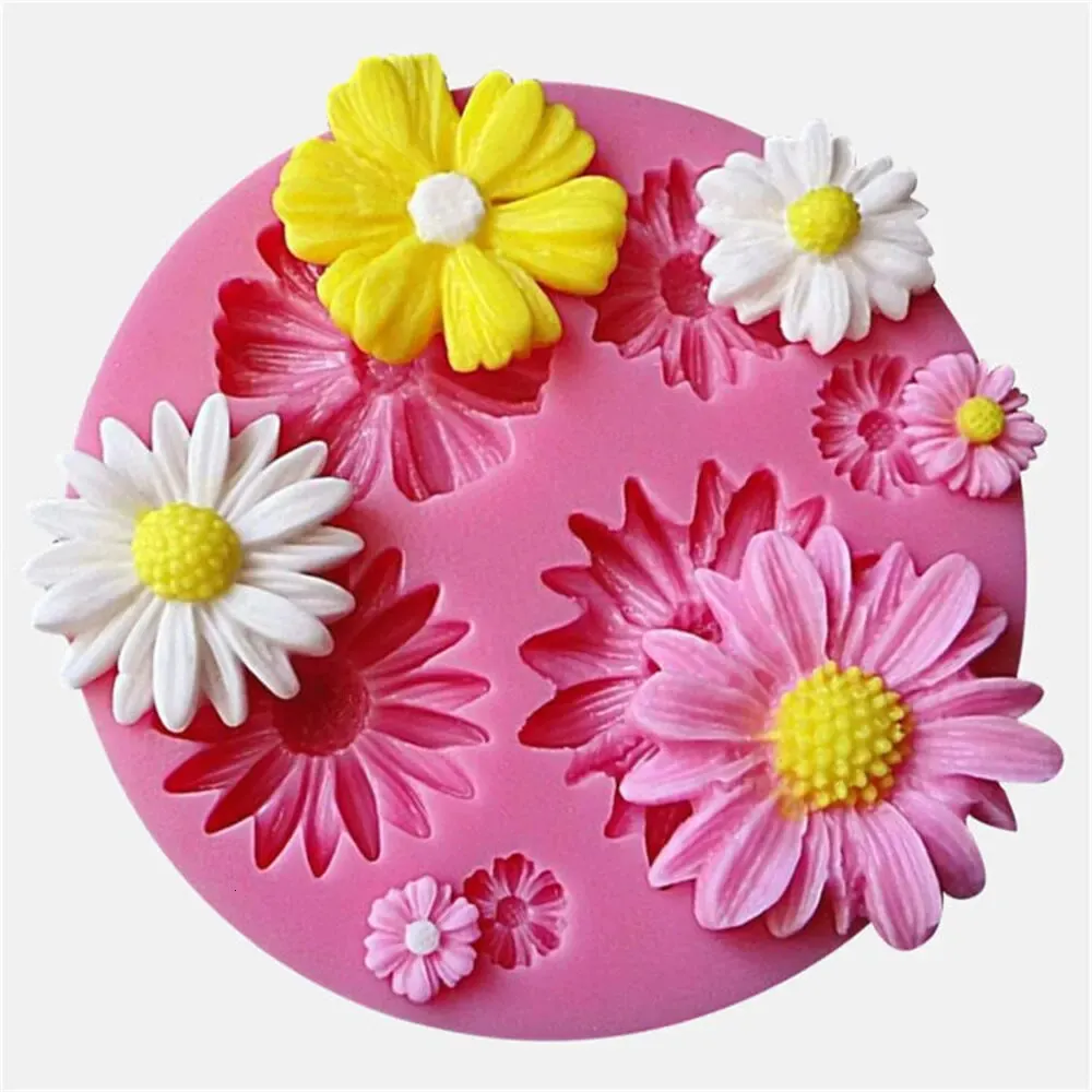 Moldes de cozimento 3D Flor Moldes de Silicone Fondant Craft Bolo Doces Chocolate Sugarcraft Ice Pastelaria Molde 231213