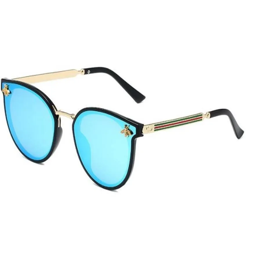 Lunettes de soleil rondes classiques Little Bee de marque de styliste UV400, monture en métal doré, miroir pour hommes et femmes Su271g