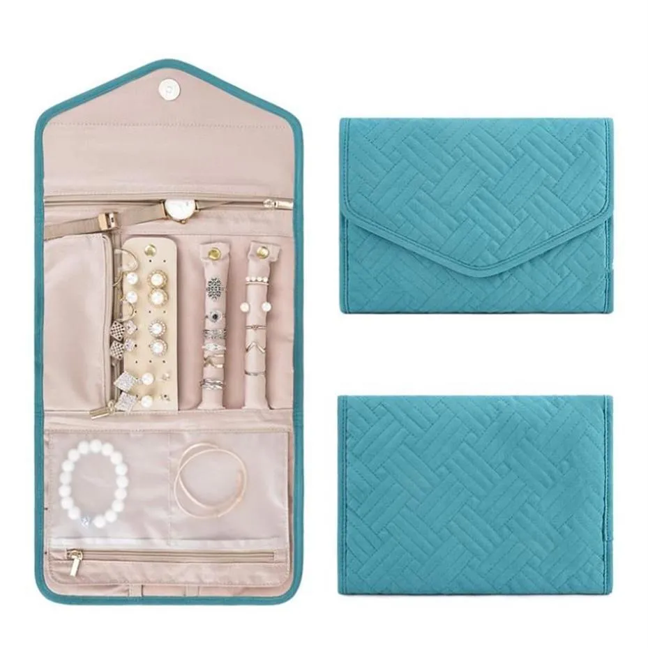 Estuche de joyería plegable en rollo, organizador de joyas para viaje, anillos, collares, bolsa de almacenamiento de joyería, más colores para elegir 275S