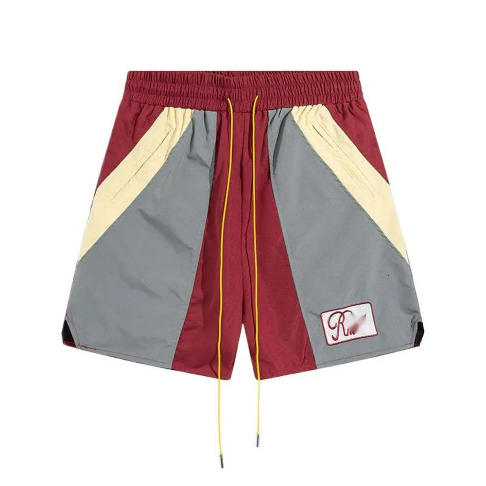 Rhude Pants Designer Fashion Niche Trendy RHUDE Embroidered Color Matching Tie Up Elastic Men's And Women's Casual Sports Shorts