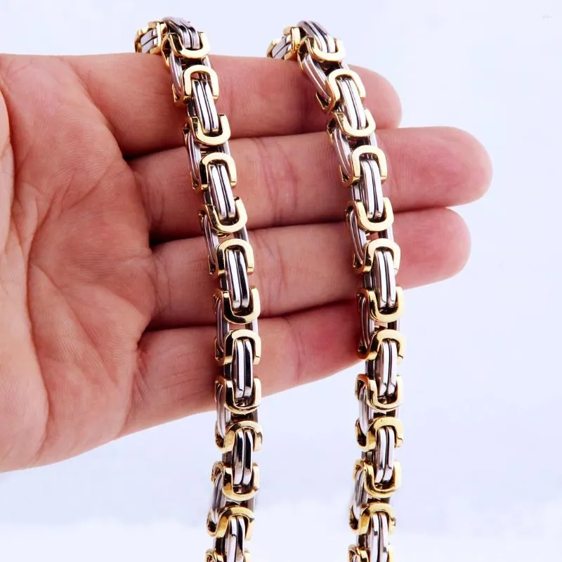 Chains 4/6/8mm Fashion Men Stainless Steel Byzantine Link Chain Necklace Silver Gold Color Hip Hop Man Punk Jewelry