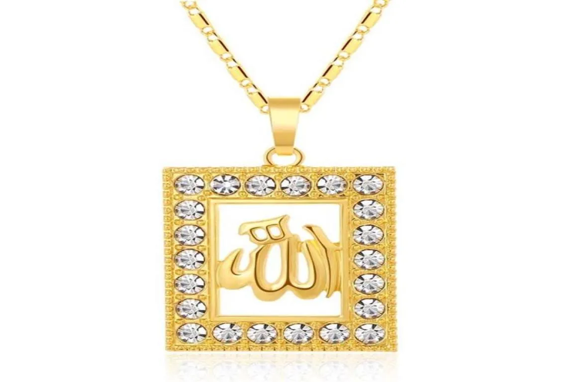 Fashion Rhinestone Middle Eastern Islamic Religious Muslim Necklace Neck Chain For Gold Silver Color Arab Women Jewelry Gift Bijou2346473